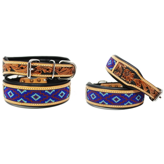 Large 21''- 25'' Dog Puppy Collar Genuine Cow Leather Padded Canine  60154