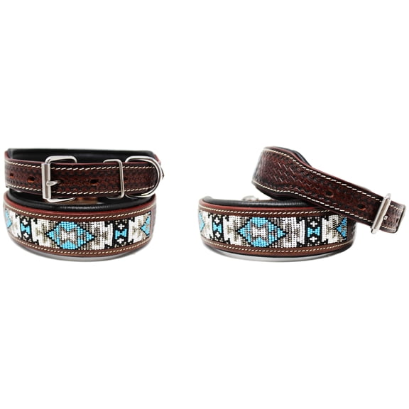 Large 21''- 25'' Dog Puppy Collar Genuine Cow Leather Padded Canine 6091