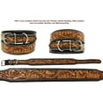 thumbnail image 1 of Large 21''- 25''  Heavy Duty Padded Leather Flower Tooled Cactus Dog Collar 60FK03, 1 of 4