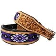 thumbnail image 1 of Large 21''- 25'' Padded Leather Dog Collar Beaded Floral Hand Tooled 60178, 1 of 3