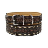 Large 21''- 25'' Padded Leather Dog Collar Heavy Duty Floral Tooled 60FK33