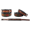thumbnail image 1 of Large 21''- 25''  Padded Leather Hand Crafted Tooled Dog Collar 60FK48, 1 of 4