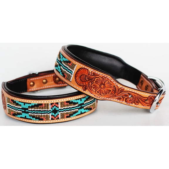 Large 21''- 25'' Rhinestone Dog Puppy Collar Crystal Cow Leather  6038