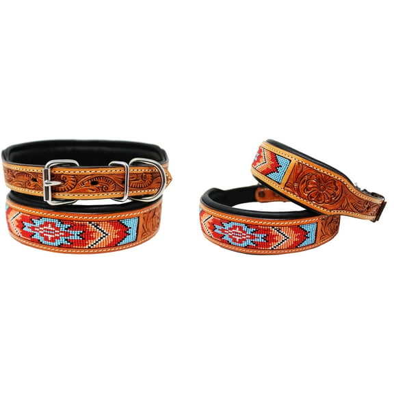 Large 21''- 25'' Rhinestone Dog Puppy Collar Crystal Cow Leather  6053