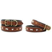Large 21''- 25'' Soft Genuine Leather Padded Dog Puppy Collar 60AA264BR