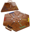 thumbnail image 1 of Grhonior Folding Wooden Wahoo Board Game Set Burnt Color 6 Player Integrated Accessory Storage 1 Pack Large 21 Inch, 1 of 9