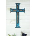 thumbnail image 1 of Large 21"H Rustic Wester Star Braided Ropes Turquoise Wood Layered Wall Cross, 1 of 5