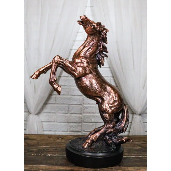 Large 21"H Western Black Beauty Prancing Horse Bronzed Resin Figurine With Base
