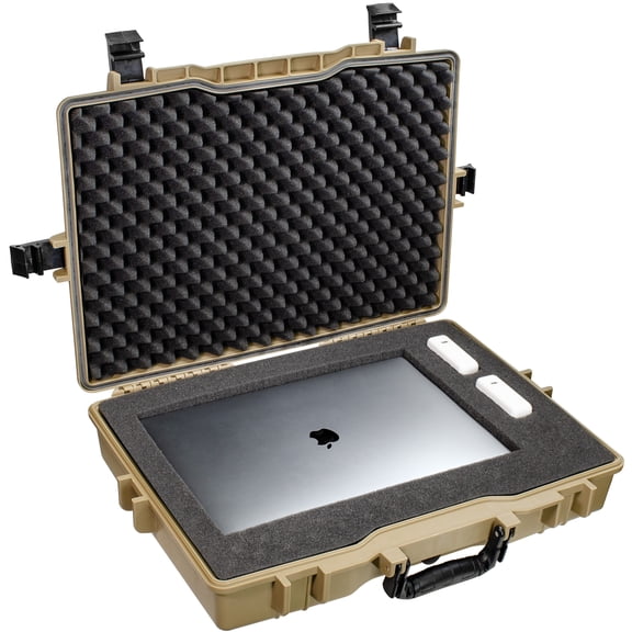 Large 22 inch Protective, Camera, Tools, Equipment Laptop Hard Case Waterproof w/ 3 Layers Foam (Tan FDE)