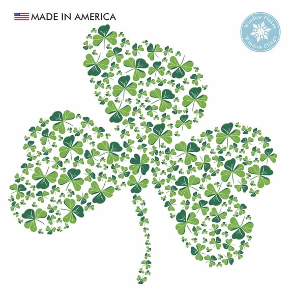 Large 23" Shamrock of Shamrock St Patricks Day Window Cling Sticker Decal. Irish Home Decor Decoration for Windows and Glass for an Irish Party. Double Sided. Reusable. Made in America.