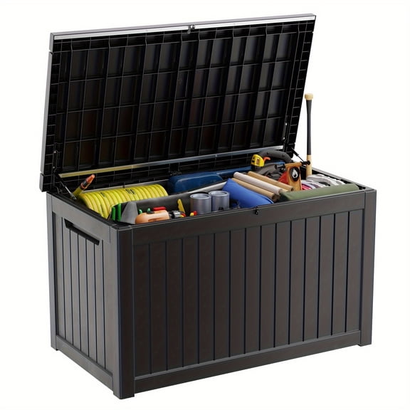 Large 230 Gallon Resin Deck Box, Weatherproof & UV-Resistant Outdoor Storage Container, Secure for Patio Cushions, Pool Equipment & Garden Tools, Outdoor Storage Cabinet