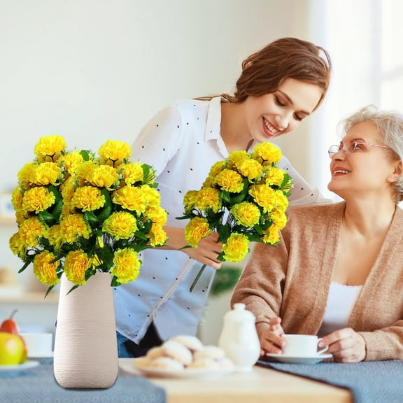 Large 24 Head Artificial Carnation Bouquet, Full Fake Flower Bundle for Vase, Pretty Mothers Day Decoration for Dining Table
