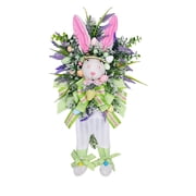 Large 24 in Easter Bunny Wreath, Oversized Spring Rabbit Door Hanger, Farmhouse Front Door Decoration for Porch Mantel Wall