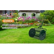 Large 24''x16'' Compost Spreader Heavy Duty Metal Mesh Peat Moss Spreader W/Adjustable Handle Can Fertilizer, Topsoil, Planting, Mulch for Lawn, Garden and Yard