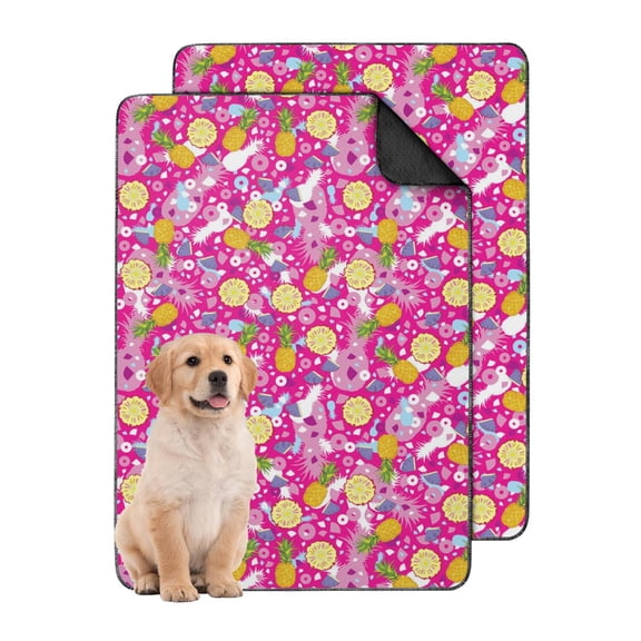 Large 24"x35" Colorful Fruit Patterns Print Washable Dog Pee Pads, Reusable Puppy Pads with Non-Slip Backing and Leak Barrier