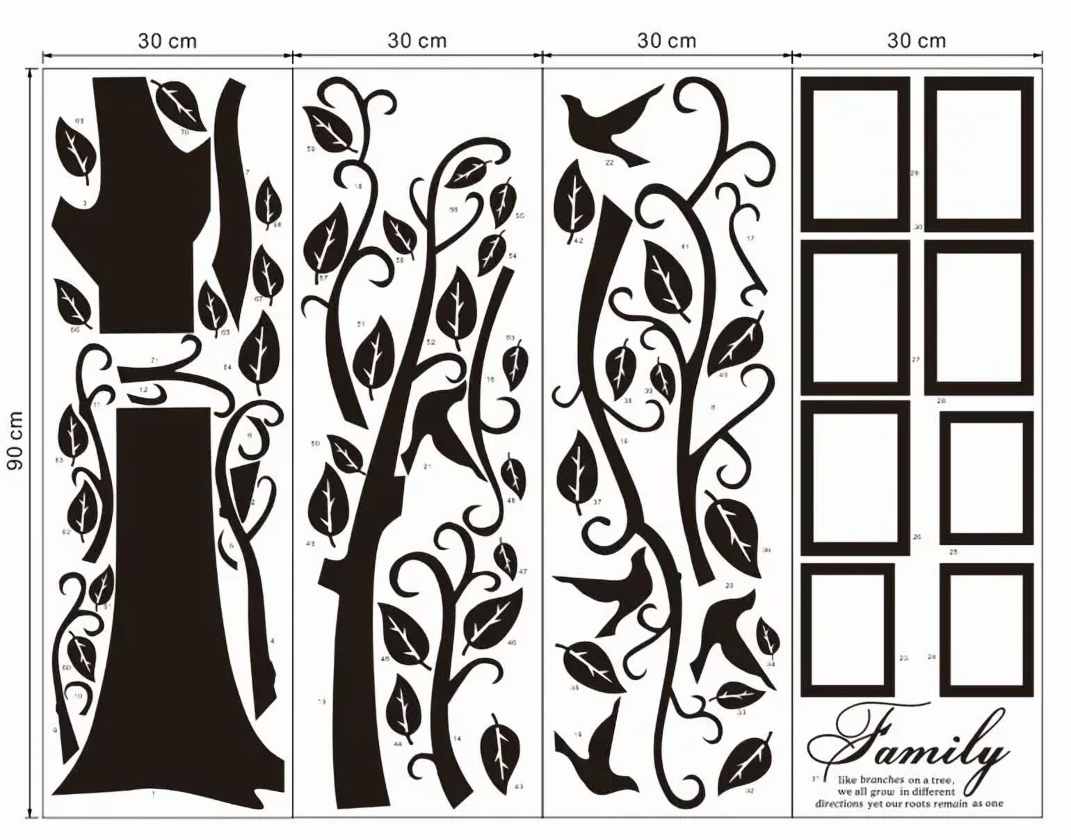 Large 250*180cm/99*71in Black 3D DIY Photo Tree PVC Wall Decals/Adhesive Family Wall Stickers Mural Art Home Decor
