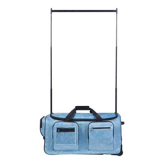 Large 29 Inch Dance Weekender Bag with Garment Rack - Rolling Duffle with Wheels, Perfect for Travel, Blue