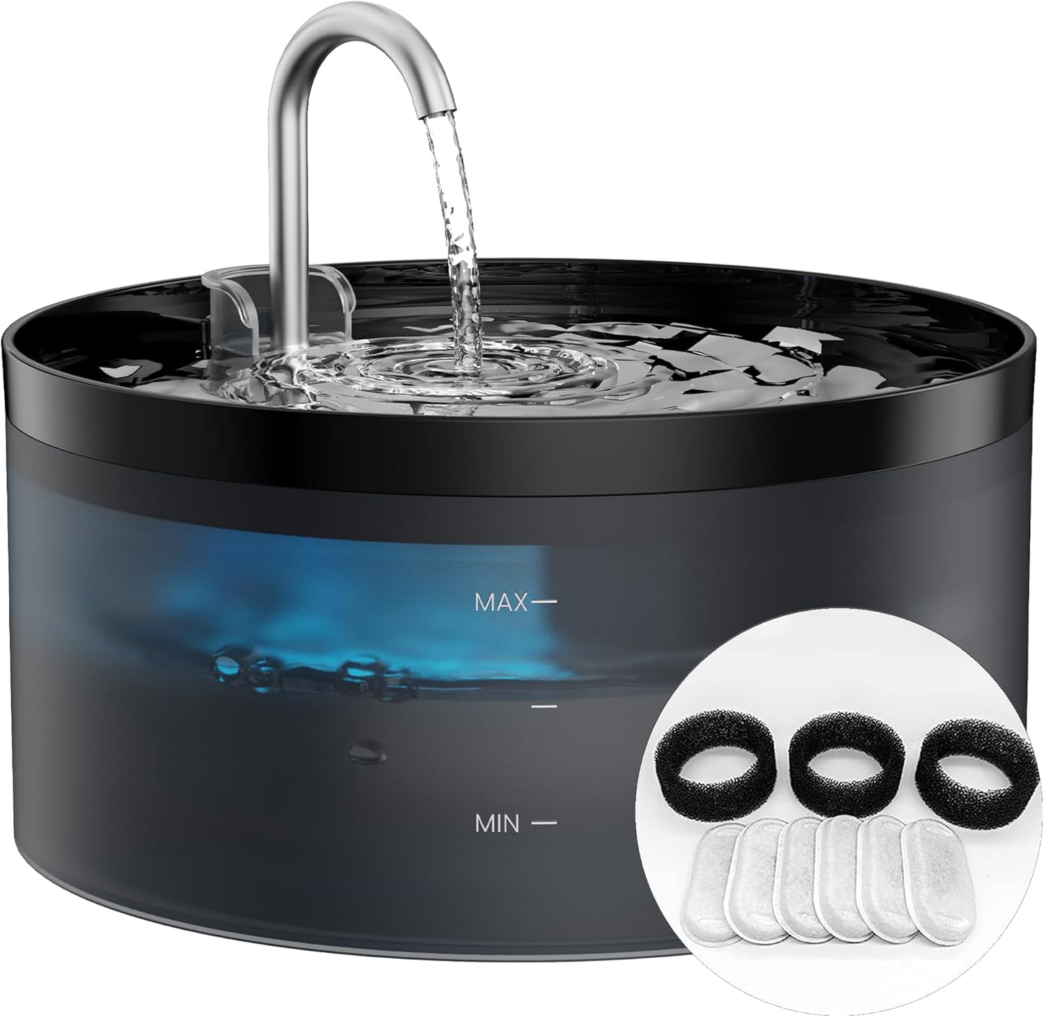 Large 3.2L Pet Water Fountain for Cats Indoors with 6 Filters & 3 Sponges