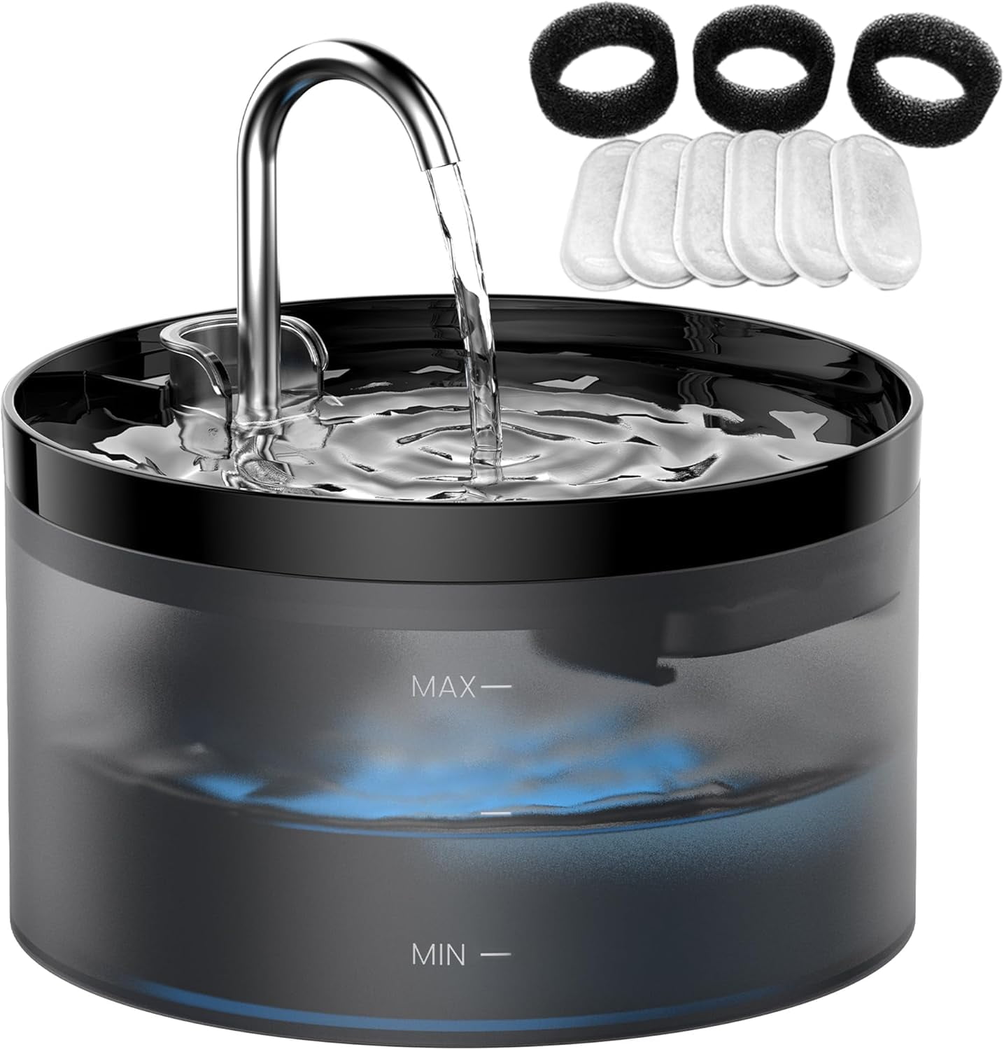 Large 3.2L Pet Water Fountain for Cats Indoors with 6 Filters & 3 Sponges