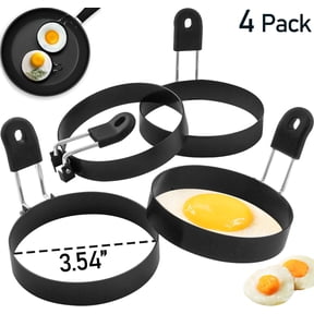 Asunby 3.5" Nonstick Egg Rings Set of 4, Round Crumpet Ring Mold Shaper for English Muffins Pancake Cooking Griddle