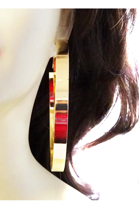 Large 3.5 inch Hoop Earrings Gold Thick Shiny Gold Tone Hoop Earrings Hypo-allergenic