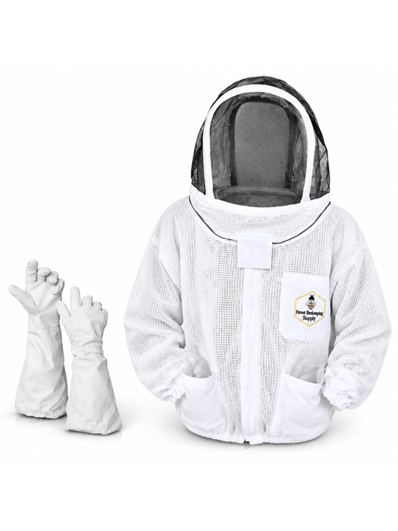 Large 3-Layer Ventilated Beekeeping Jacket with Detachable Fencing Veil