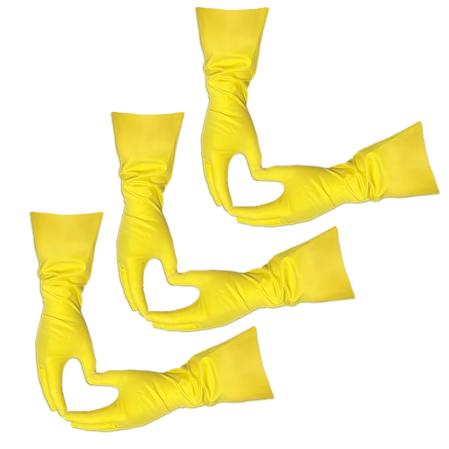 Large 3 Pairs Gloves Legend Nitrile Yellow Kitchen Cleaning