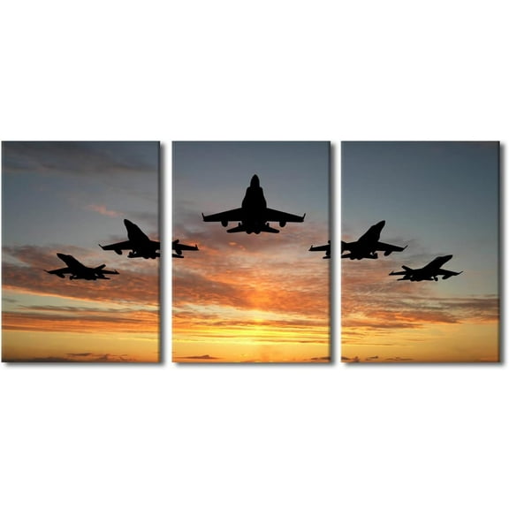 Large 3 Piece Canvas Wall Art Airplane Pictures Black and White Aircraft Art Painting Modern Home Decor Print for Home Living Room Dining Room Office Stretched and Framed Ready to Hang 60"Wx28"H