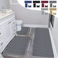 thumbnail image 1 of Large 3-Piece Foam Bath Mat Set with Non-Slip Backing, Soft Absorbent Bathroom Rugs for Toilet, Shower, and Floor, Washable and Quick-Drying, 1 of 8