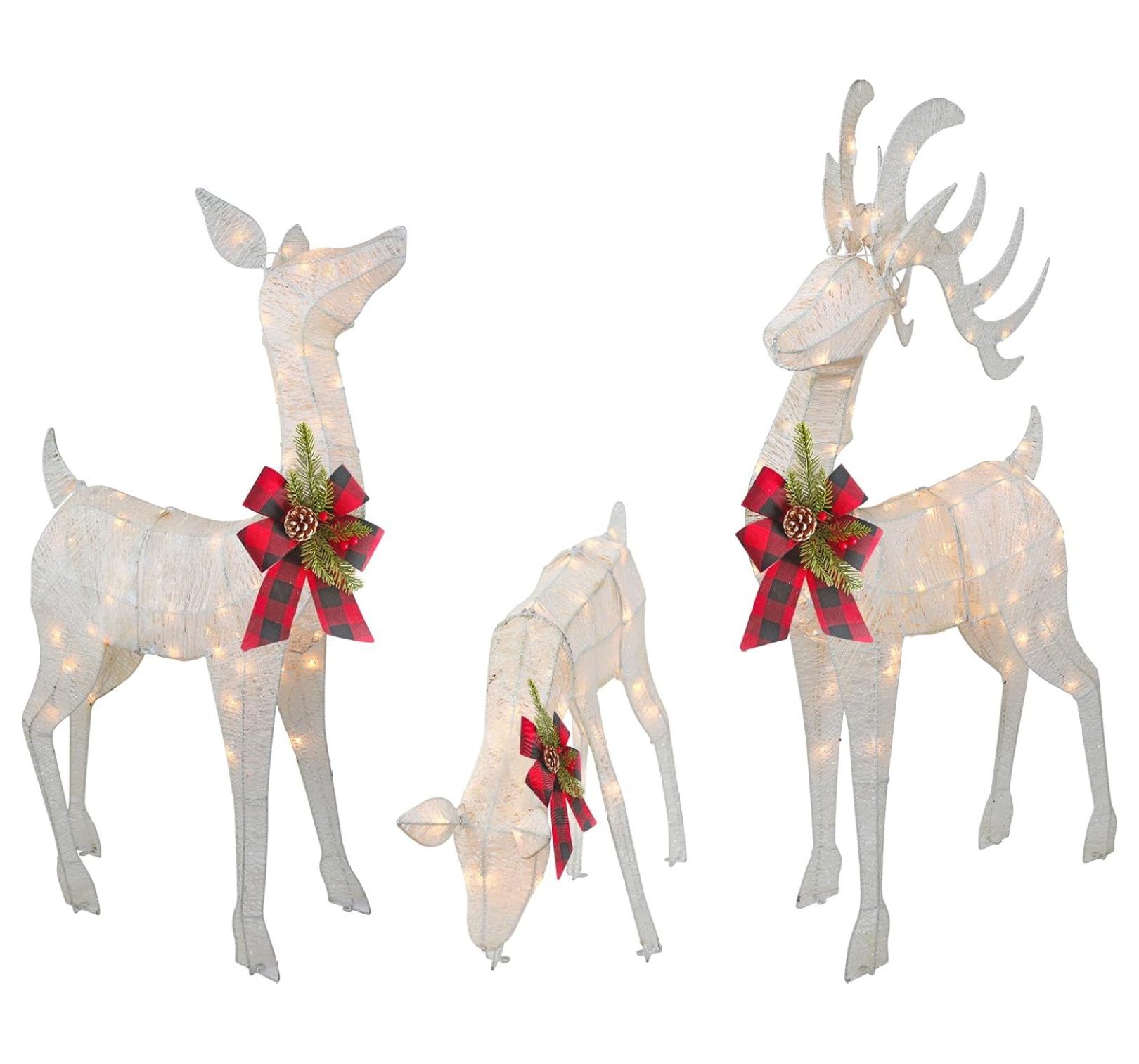 Large 3Piece LED Lighted Holiday Deer Family 60 , 52 Doe & 28 Fawn