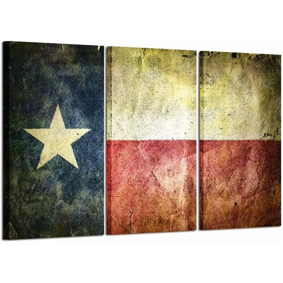 Large 3 Pieces Texas State Flag Canvas Wall Art Prints Decorative Painting Modern Multi Panel Split Prints Rustic Home Decor for Home Office Farmhouse 16x32inchx3pcs