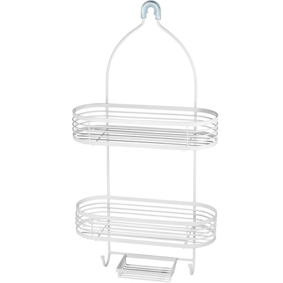 Acento 3-Tier Hanging Shower Caddy with Suction Cups, Non-Slip Neck, Bathroom Organizer, Matte White