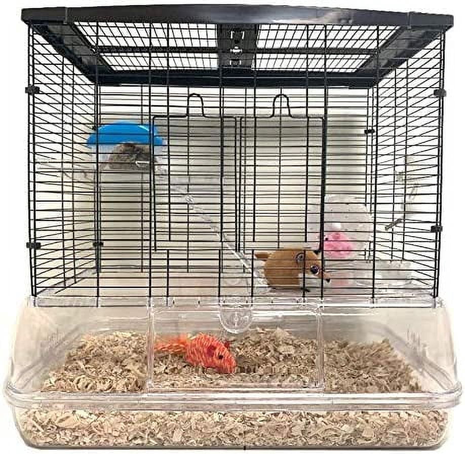 Large 3-Tiers Acrylic Clear Hamster Mansion Guinea Pig Habitat Mouse Home Gerbil House Cage Paw Safe Solid Platform Anti-Slip Step Ramp