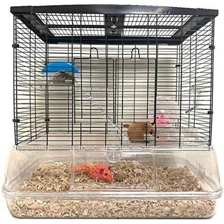 Large 3-Tiers Acrylic Clear Hamster Mansion Guinea Pig Habitat Mouse Home Gerbil House Cage Paw Safe Solid Platform Anti-Slip Step Ramp