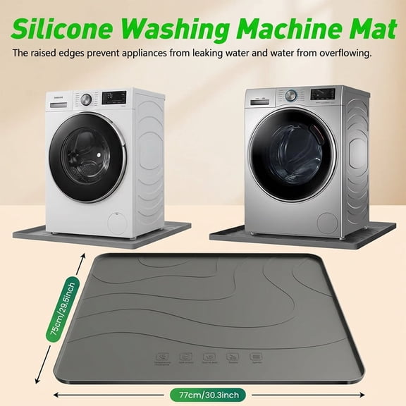 Large 30*28''Silicone Washing Machine Drain Pan,Washing Machine Drain Pan Silicone Mat, Anti-Vibration Soft Mat for Under Dryer or Washer, Floor Leak Protector for Laundry Room,Refrigerator,Air Fryer