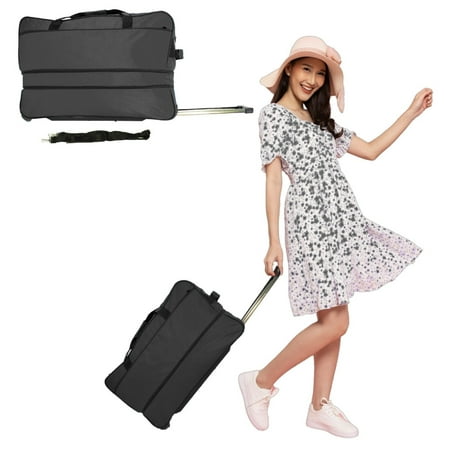 Large 30 Inch BLACK 60LB Capacity Rollin Duffle Bag Adjustable Suitcase Luggage