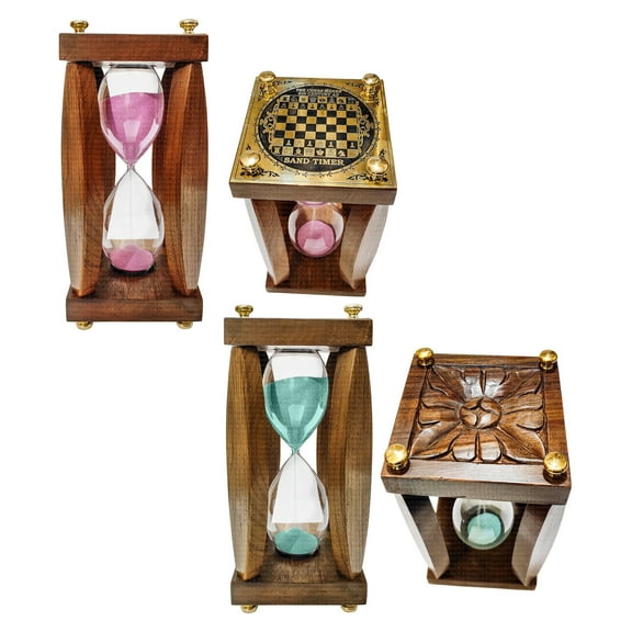 Large 30 Min Wooden Hourglass Sand Timer with Pink & Vintage Handmade Antique