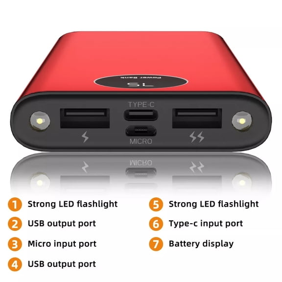 Large 30000Mah Super Power Bank Mobile Power, Portable Fast Charger, LED Flashlight External Phone Charger for Smartphone, for Smart Watch, Tablet, Suitable As Christmas And New Year Gift