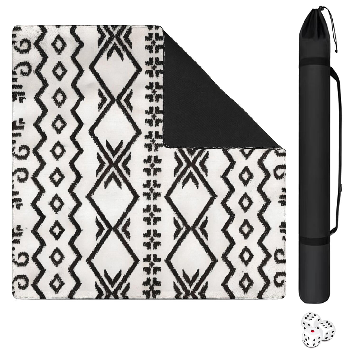 Large 31.5 Inch Boho Mahjong Table Mat, Professional Rubber Non-Slip Pad with Noise Reduction for Tiles, Versatile Mat for Card Games Board Games and Tabletop
