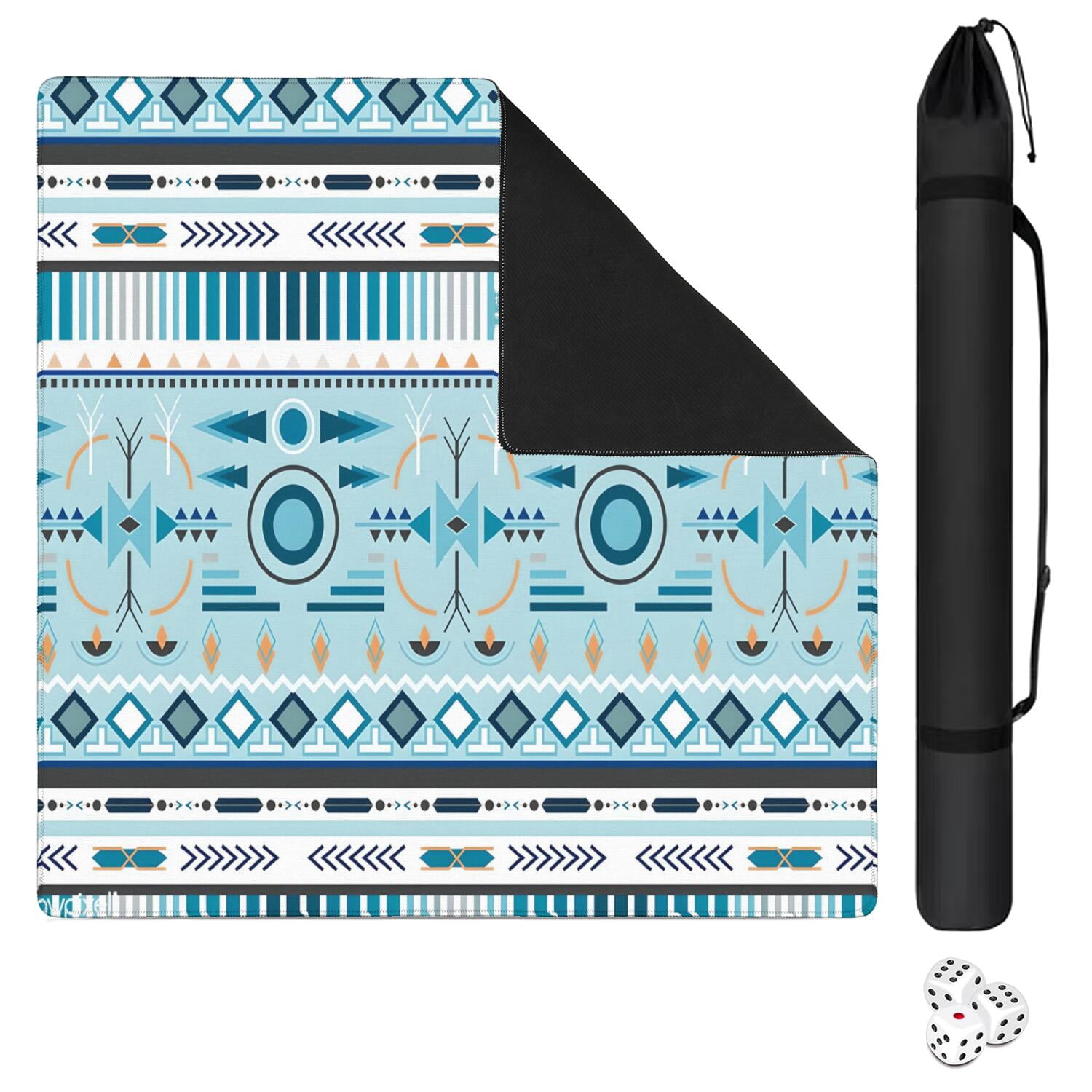 Large 31.5x31.5 Boho Mahjong Pad Crafted from Durable Rubber Material with Anti-Slip Non-Skid Backing and Noise Reducing Function for Cards Games