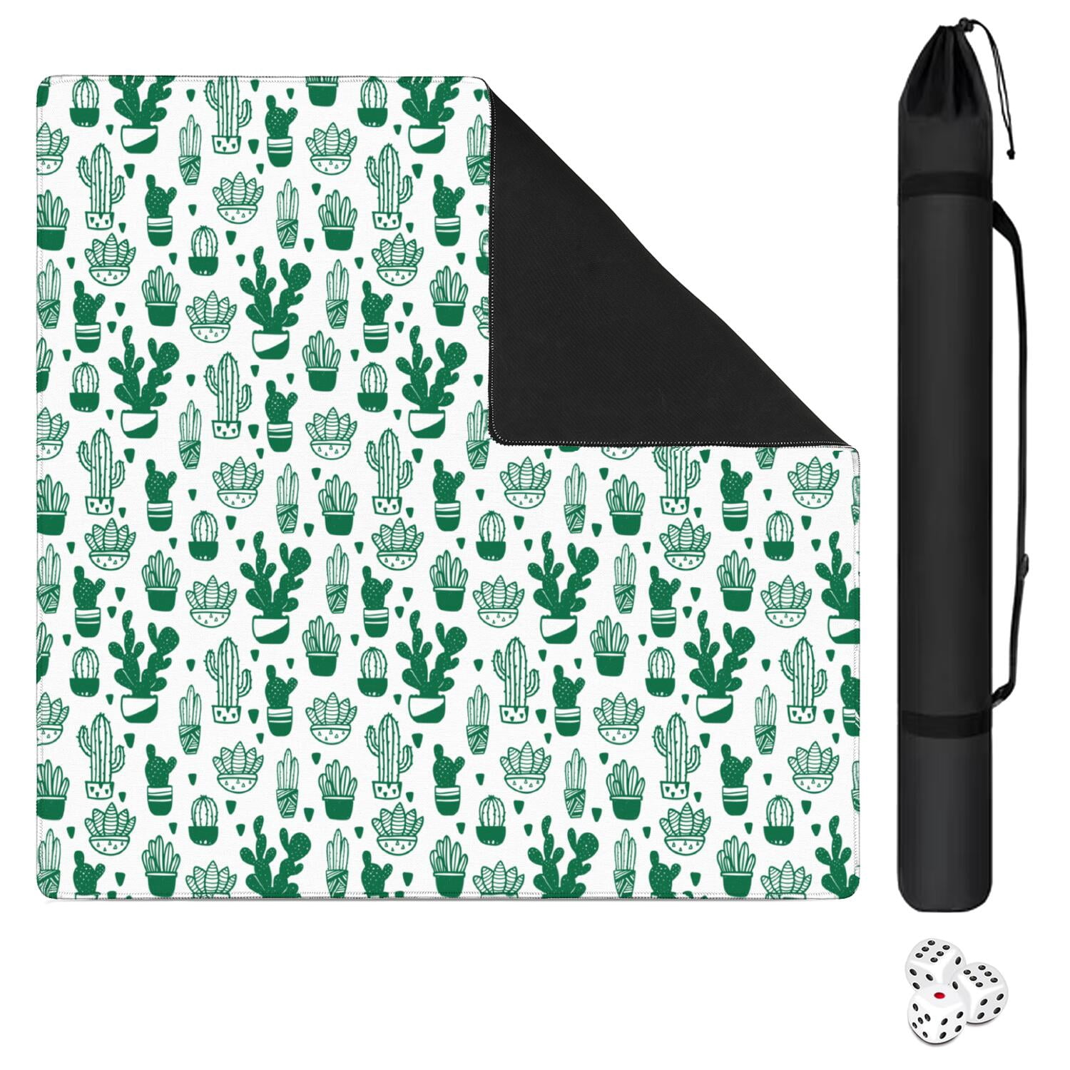Large 31.5x31.5 Inch Plants Design Game Mat Crafted from Durable Rubber Featuring Anti-Slip Surface and Noise Dampening Properties for Mahjong Card Games
