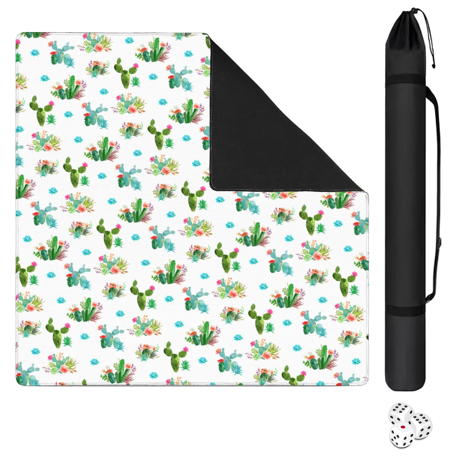 Large 31.5x31.5 Inch Plants Design Game Mat Crafted from Durable Rubber Featuring Anti-Slip Surface and Noise Dampening Properties for Mahjong Card Games