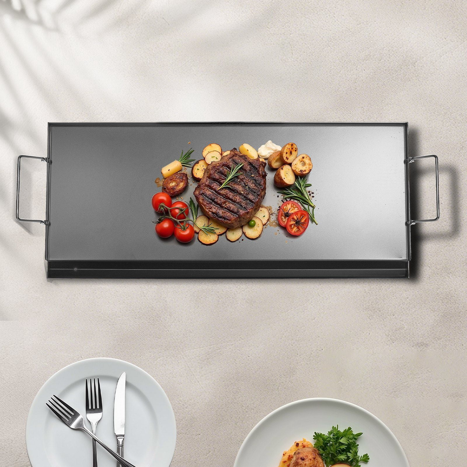 Large 32" x 14" Carbon Steel Griddle Top, Universal Fit for Most Grills, Outdoor BBQ Cooking Pan