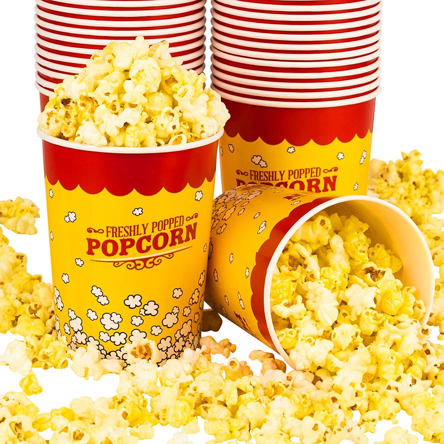Large 32oz Paper Popcorn Buckets (25 Count) Disposable Vintage Container by Stock Your Home - image 1 of 7