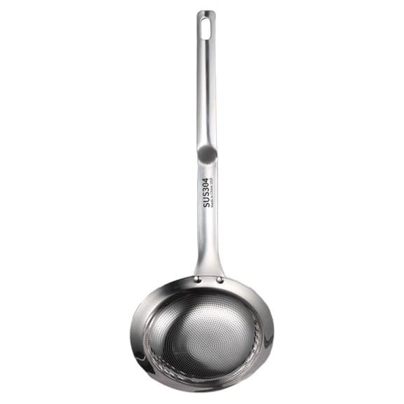 Large 34x12cm Stainless Steel Fine Mesh Skimming Spoon, Multi-Functional Filter for Grease and Foam Removal, Durable Kitchen Strainer Tool, 1pc