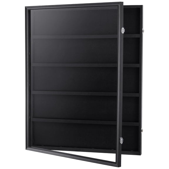Large 35-Pocket Graded Sports Card Display Frame, 24.3x30.5x2.1 Inches, Wall-Mounted Trading Card Case for Baseball Football Basketball Hockey with 98% UV Blocking Glass, Lockable