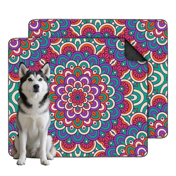 Large 35" x41" Washable Pee Pads for Dogs Mandala Design, Reusable Puppy Training Pads with Non-Slip Backing for Crates