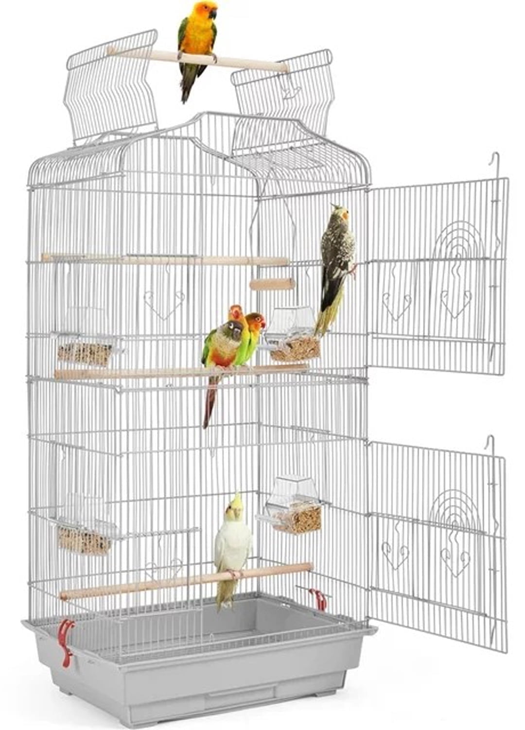 Large 36-inch Open Top Portable Hanging Travel Bird Flight Cage for Parakeets Finches Canaries Lovebirds Small Quaker Parrots Cockatiels Budgie Green Cheek Conure