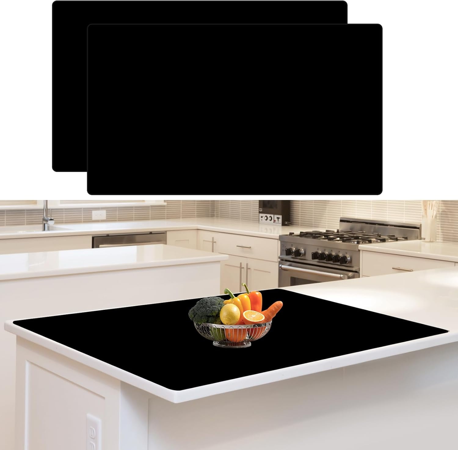 Large 36"x24" Silicone Mats for Kitchen Counter, Heat-Resistant Non-Slip Countertop Protector and Waterproof Craft Mat, 2-Pack (Semitransparent)