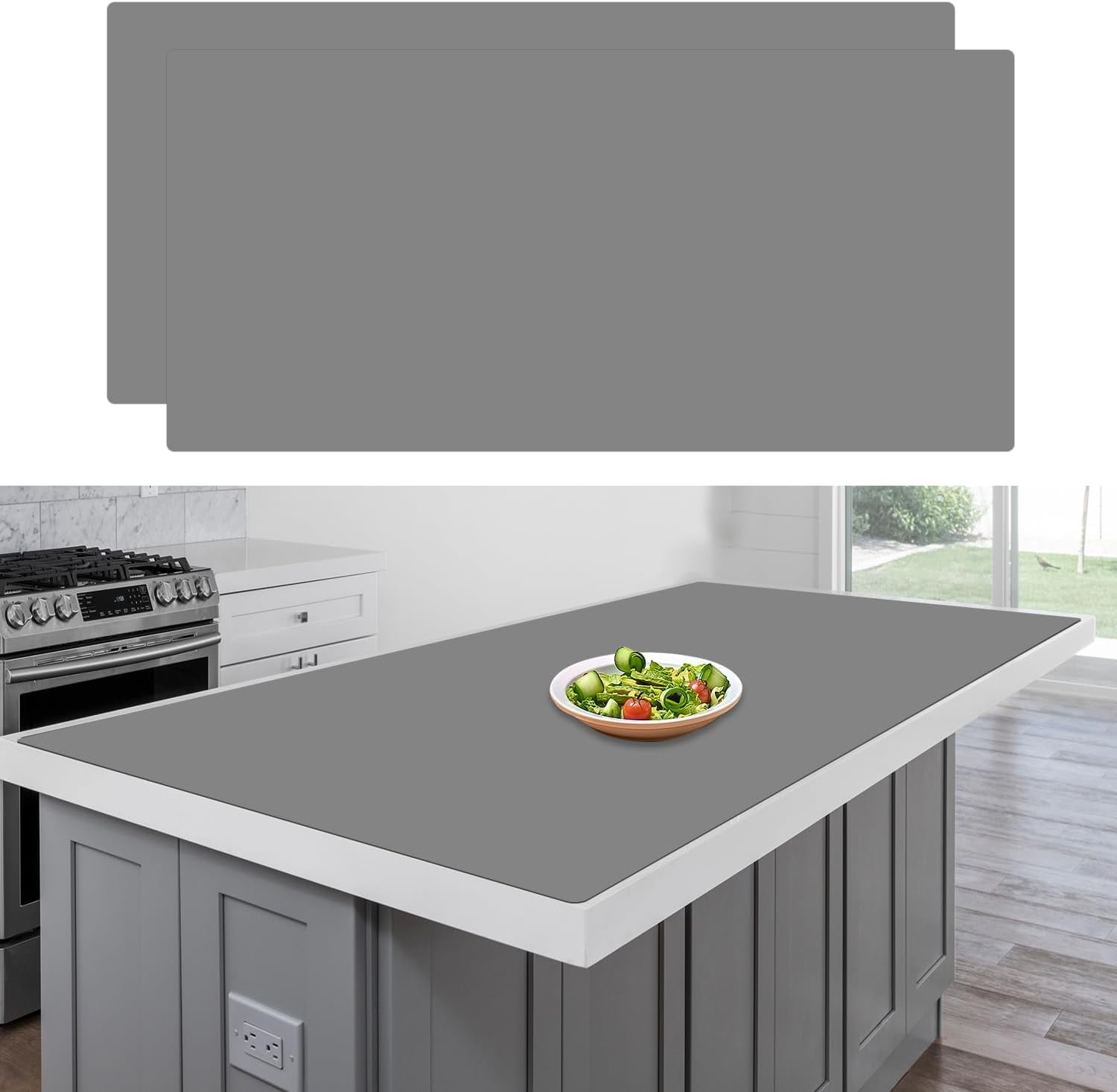 Large 36"x24" Silicone Mats for Kitchen Counter, Heat-Resistant Non-Slip Countertop Protector and Waterproof Craft Mat, 2-Pack (Semitransparent)